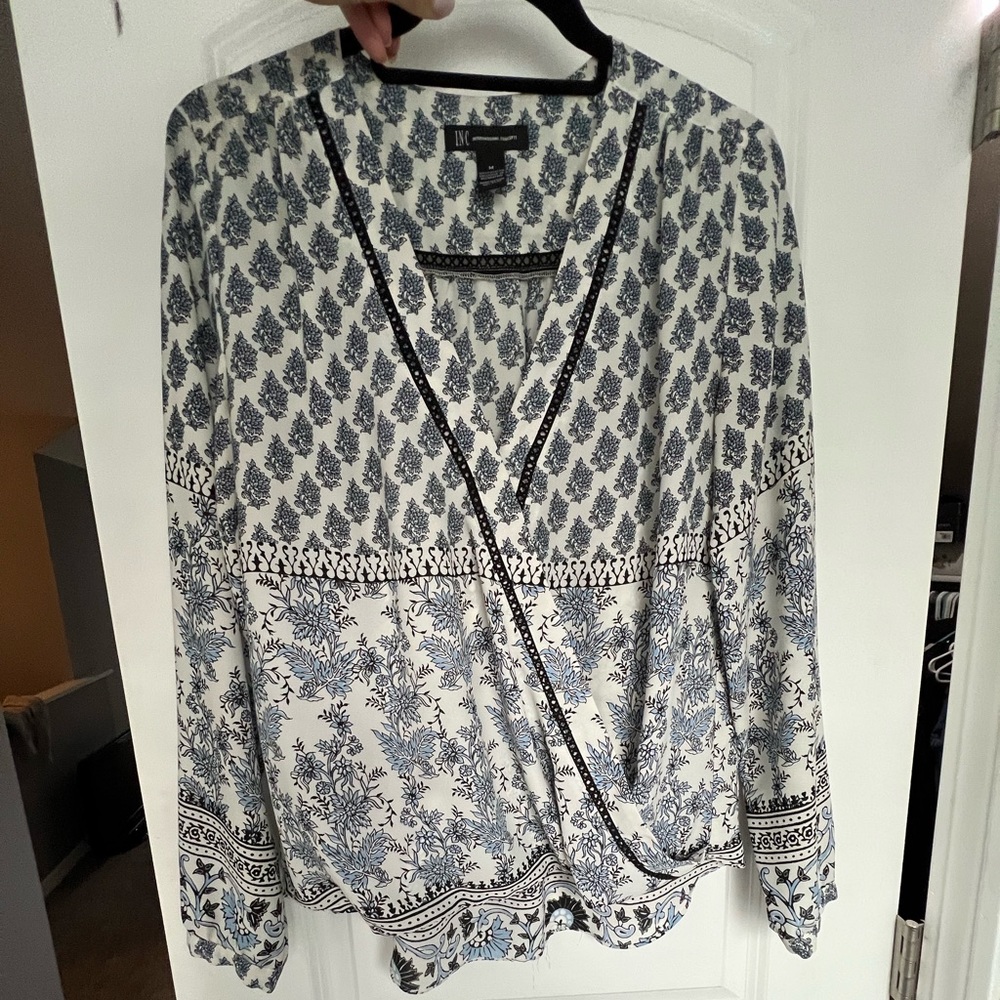 Blue and white blouse